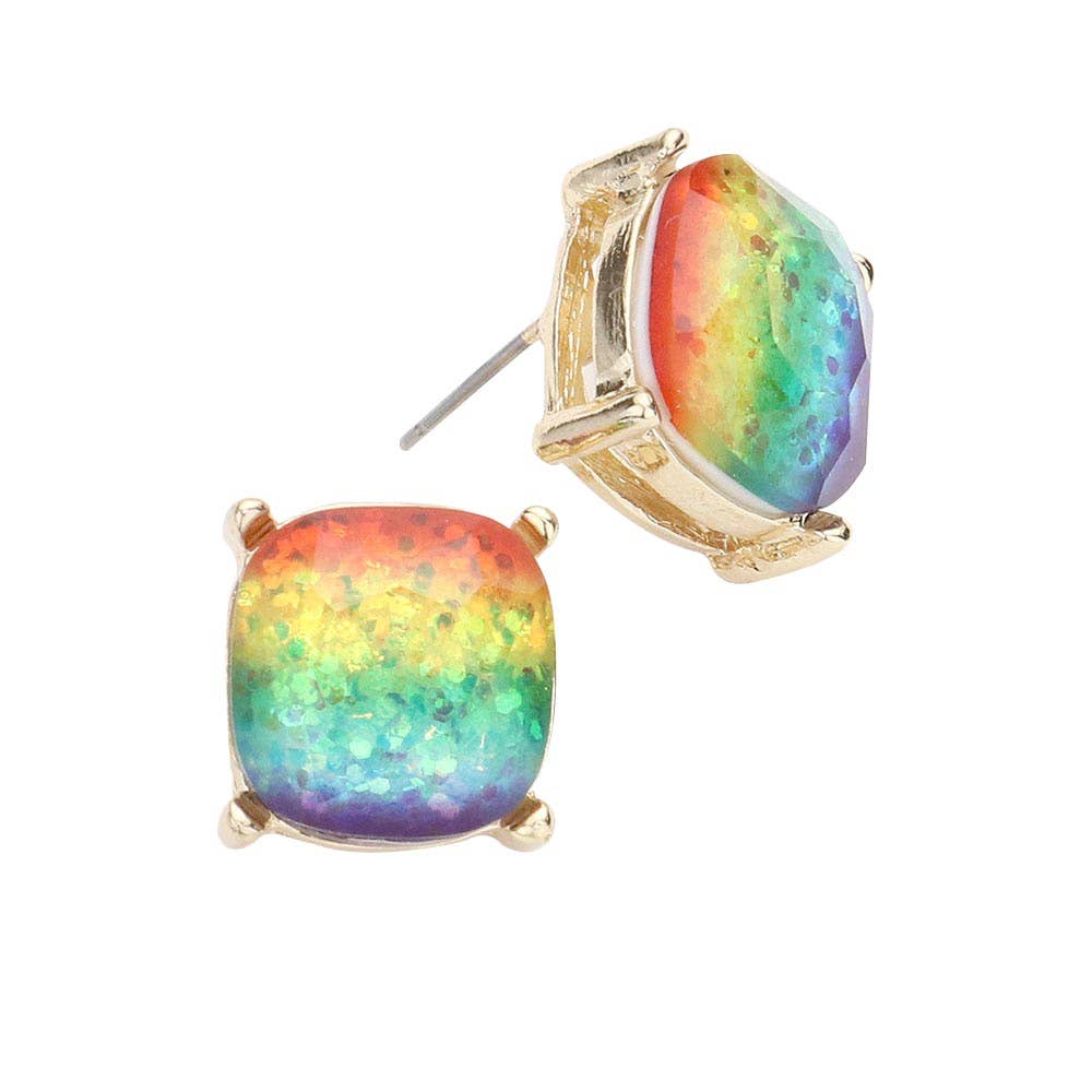 Glitter Square Stud Earrings