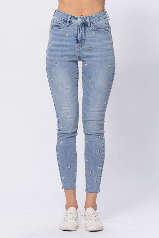 Star Embroidered Skinny Jean